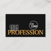 ロゴスタイリッシュ付き黒とオシンプルレンジモダンの 名刺 (正面)