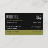 ロゴスタイリッシュ付き黒とオリーブモダングリーン 名刺 (裏面)