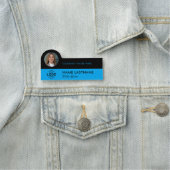 ロゴスタイリッシュ写真お洒落Sky Blue Black Business 名札 (インサイチュ)