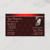 ロゴスタイリッシュ写真とモノグラムを使用したダークレッドシック 名刺 (裏面)