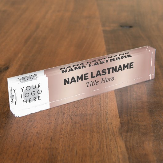 ロゴスタイル名の追加タイトルシンプルバラはっきりした金ゴールド デスクネームプレート (側面)