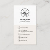 ロゴソーシャルメディアのミニマルなベージュ 名刺 (正面)