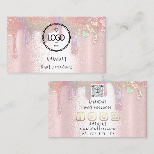 ロゴソーシャルメディアのロゴQRコードバラSOAP Drip 名刺 (正面/裏面)