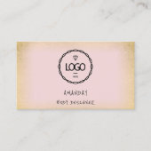 ロゴソーシャルメディアのロゴQRコード金ゴールドピンク 名刺 (正面)