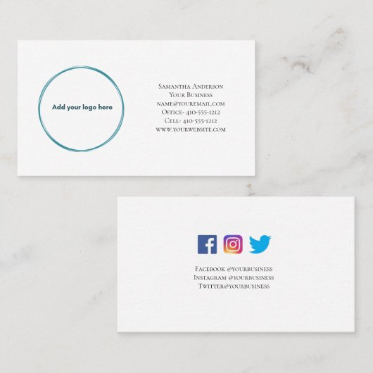 ロゴソーシャルメディアの名刺のパーソナライズ 名刺 (正面/裏面)
