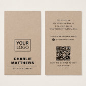 ロゴソーシャルメディアの追加QRクラフト紙名刺 (正面&裏面)