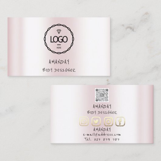 ロゴソーシャルメディアロゴQRコードホログラフィックバス 名刺 (正面/裏面)