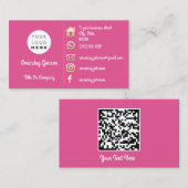 ロゴソーシャルメディア金ゴールドQRコードアドレスピンク 名刺 (正面/裏面)
