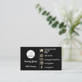 ロゴソーシャルメディア金ゴールドQRコード金ゴールドブラック 名刺 (スタンド正面)