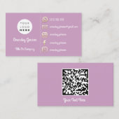ロゴソーシャルメディア金ゴールドQRコード金ゴールドラベンダー 名刺 (正面/裏面)