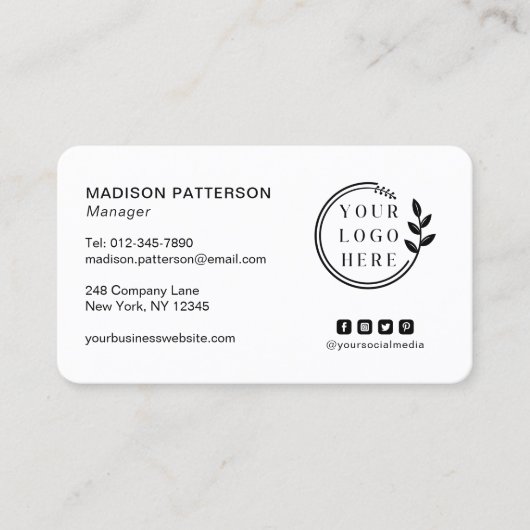 ロゴソーシャルメディアQRコードの追加企業の 名刺 (正面)