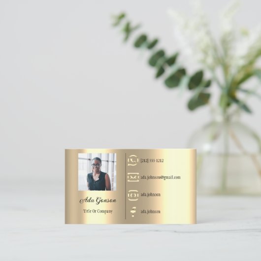 ロゴソーシャルメディアQRコードフォトカスタムエレガント 名刺 (スタンド正面)