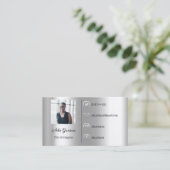 ロゴソーシャルメディアQRコードフォトシルバーグレー 名刺 (スタンド正面)