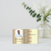 ロゴソーシャルメディアQRコードフォトフェイク金ゴールド 名刺 (スタンド正面)