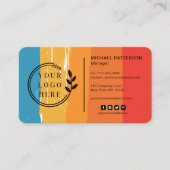 ロゴソーシャルメディアQRコードレトロヴィンテージ ストライプ 名刺 (正面)