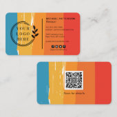 ロゴソーシャルメディアQRコードレトロヴィンテージ ストライプ 名刺 (正面/裏面)