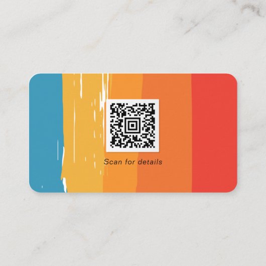 ロゴソーシャルメディアQRコードレトロヴィンテージ ストライプ 名刺 (裏面)