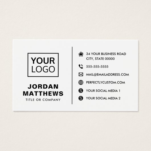 ロゴソーシャルメディアQRコード任意のカラー名刺 (正面)