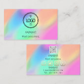 ロゴソーシャルメディアQRコード金ゴールドホログラフィック 名刺 (正面/裏面)