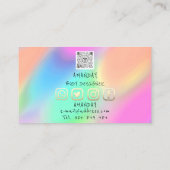 ロゴソーシャルメディアQRコード金ゴールドホログラフィック 名刺 (裏面)