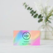 ロゴソーシャルメディアQRコード金ゴールドホログラフィック 名刺 (スタンド正面)