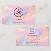 ロゴソーシャルメディアQRコード金ゴールドホログラフピンク 名刺 (正面/裏面)