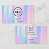 ロゴソーシャルメディアQRコード金ゴールドホログラフブルー 名刺 (正面/裏面)