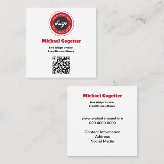 ロゴソーシャルメディアQRコード スクエア名刺 (正面/裏面)