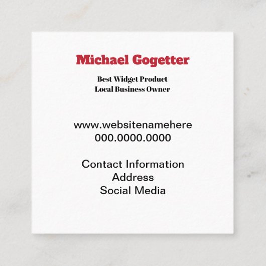 ロゴソーシャルメディアQRコード スクエア名刺 (裏面)