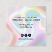 ロゴソーシャルモダンメディアアイコンのホログラフィック スクエア名刺 (裏面)