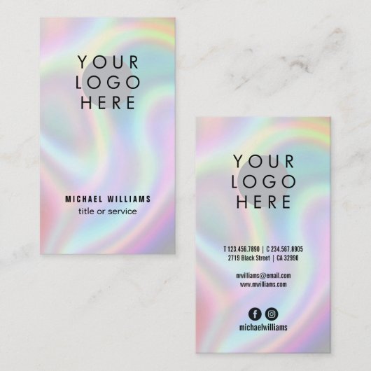 ロゴソーシャルモダンメディアアイコンのホログラフィック 名刺 (正面/裏面)
