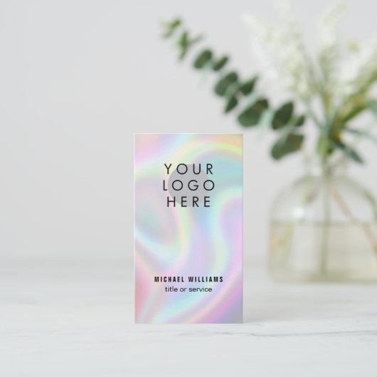 ロゴソーシャルモダンメディアアイコンのホログラフィック 名刺 (スタンド正面)