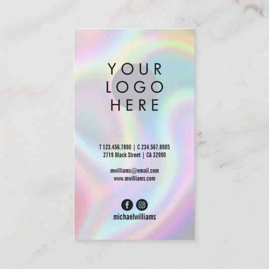 ロゴソーシャルモダンメディアアイコンのホログラフィック 名刺 (裏面)