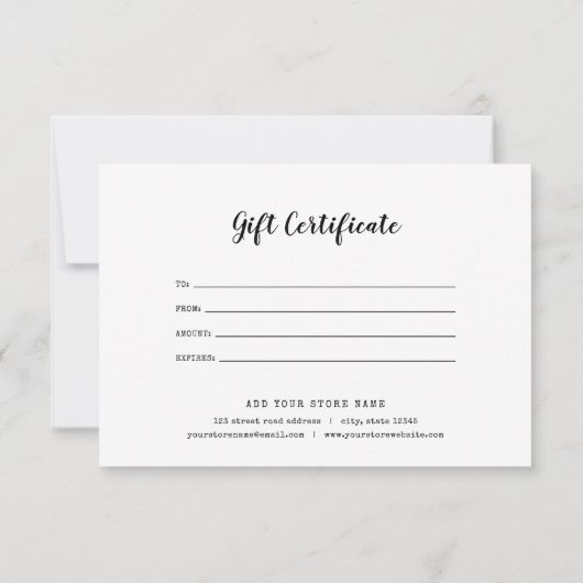 ロゴタイプライターのカスタム追加カラーギフト証明書 (裏面)