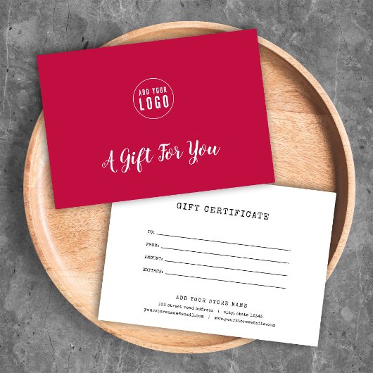 ロゴタイプライターのカスタム追加カラーギフト証明書