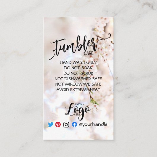 ロゴタンブラーのビニ気にールピンクの花を追加 名刺 (正面)