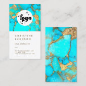 ロゴターコイズ石をホワイト名刺に貼る 名刺 (正面/裏面)