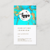 ロゴターコイズ石をホワイト名刺に貼る 名刺 (正面)