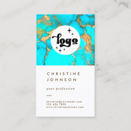 ロゴターコイズ石をホワイト名刺に貼る 名刺