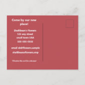 ロゴダイレクトメールの新しい場所広告の ポストカード (裏面)