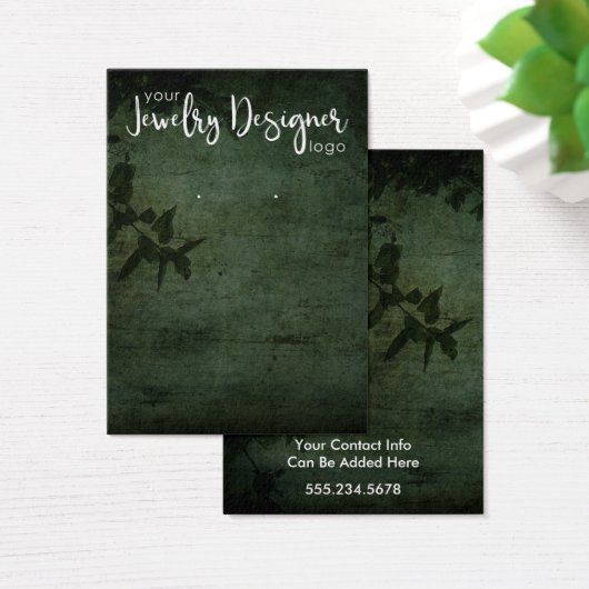 ロゴダークグリーン植物用素朴イヤリングホルダー (デスク)