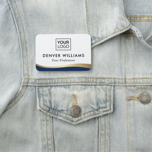 ロゴダークブルーフェイクゴールデン縁どグラデーシエレガントョン 名札 (インサイチュ)