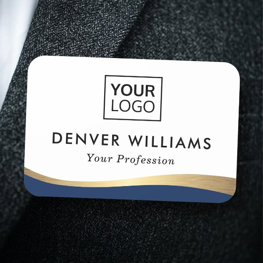 ロゴダークブルーフェイクゴールデン縁どグラデーシエレガントョン 名札