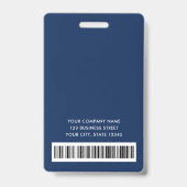 ロゴダークブルーフェイクシルバーウェーブ従業員名ID バッジ (裏面)