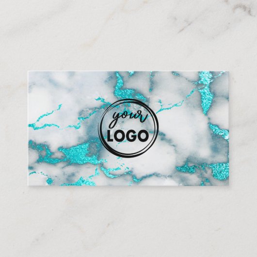 ロゴティール（緑がかった色）大理石の背景 名刺 (正面)