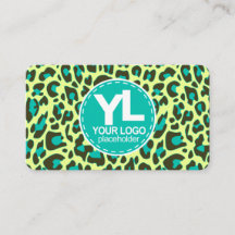 ロゴティール（緑がかった色）Leopard印刷ロカビリーパターン