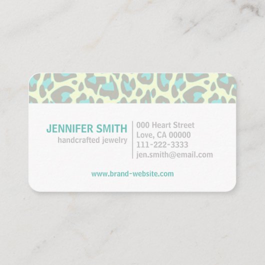 ロゴティール（緑がかった色）Leopard印刷ロカビリーパターン 名刺 (裏面)