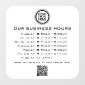ロゴテキストとQRコードを追加 - 営業時間 ビジネス ウィンドウサイン (シート)