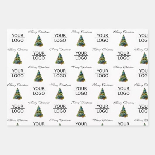 ロゴテキストプロモーションクリスマスツリーを追加 ラッピングペーパーシート (正面)