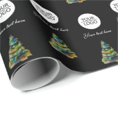 ロゴテキストプロモーション クリスマスツリー ブラックを追加 ラッピングペーパー (ロールコーナー)